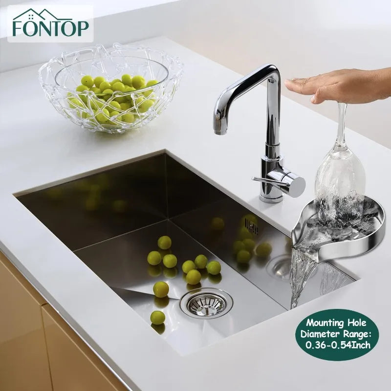 Cup Washer For Sink, FONTOP Glass Rinser with 360° Rotating Jet, Stainless Steel Bottle Washer Cup Cleaner Sink